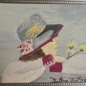 Lady Portrait Oil Painting by Brittony Martin Lady in Hat with Flowers
